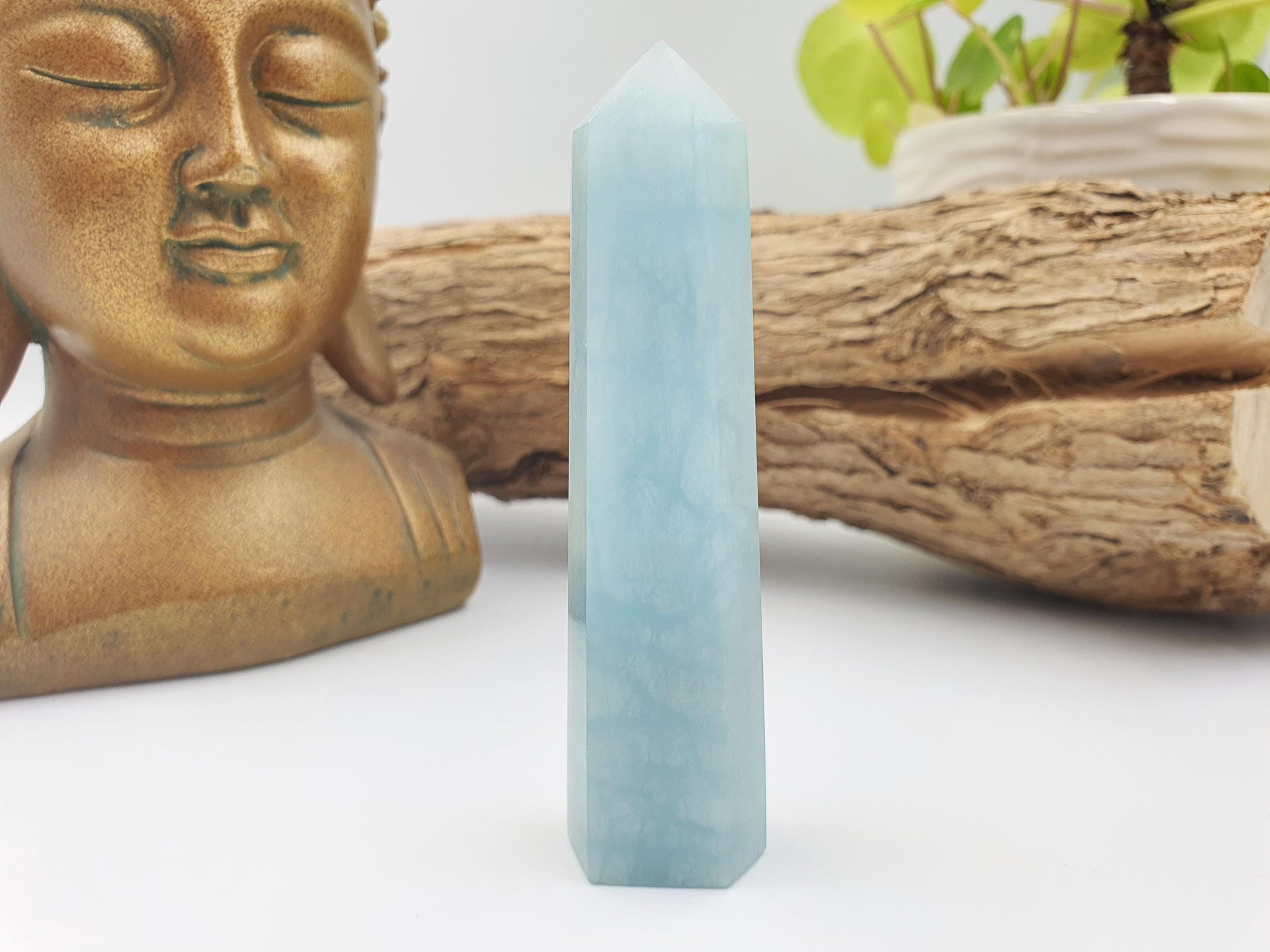 Aquamarine Tower - Calming & Communication Throat Chakra Healing Crystal Point - 55g