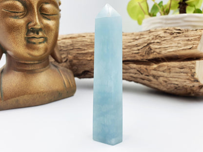 Aquamarine Tower - Calming & Communication Throat Chakra Healing Crystal Point - 55g