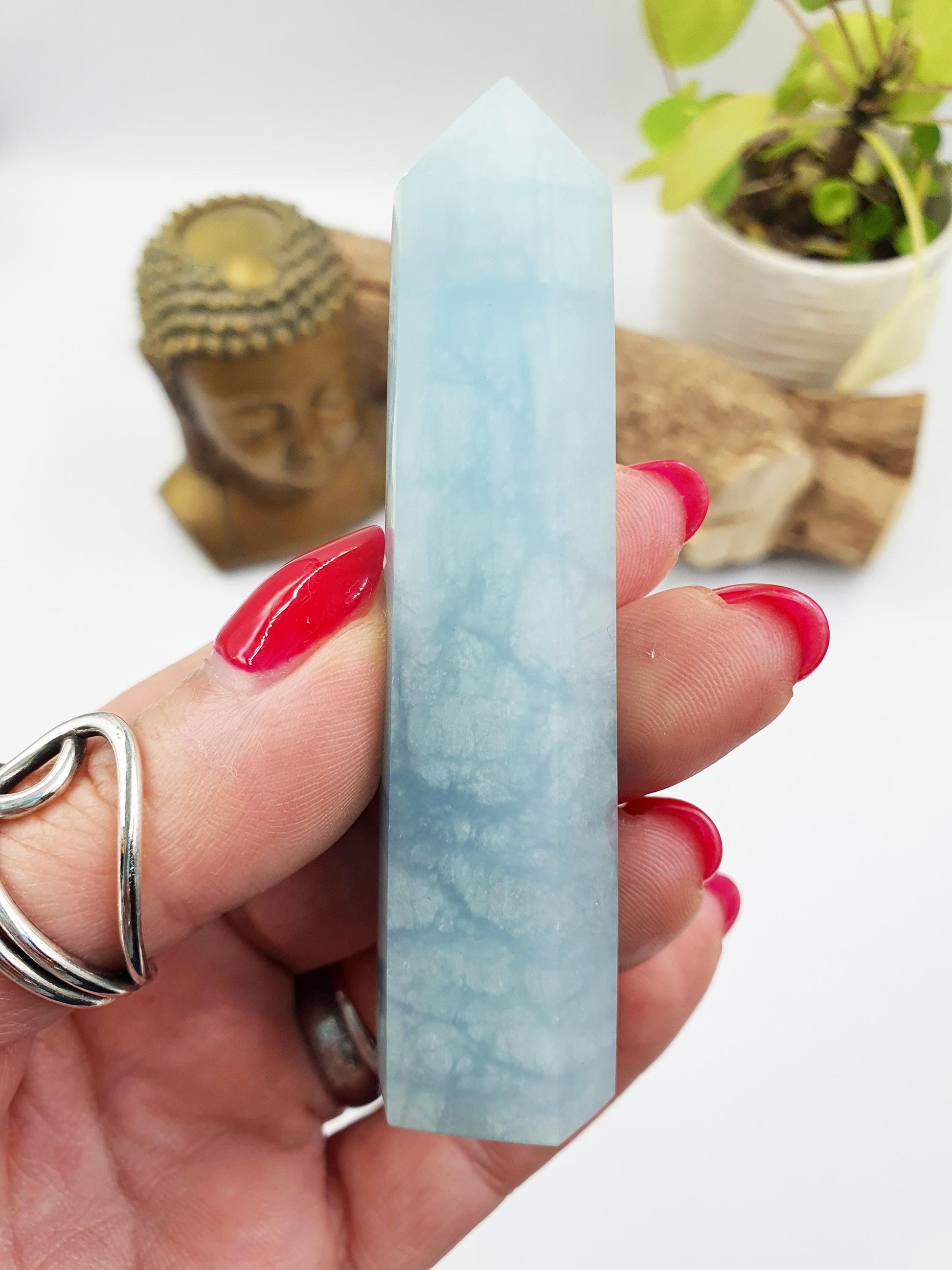 Aquamarine Tower - Calming & Communication Throat Chakra Healing Crystal Point - 55g