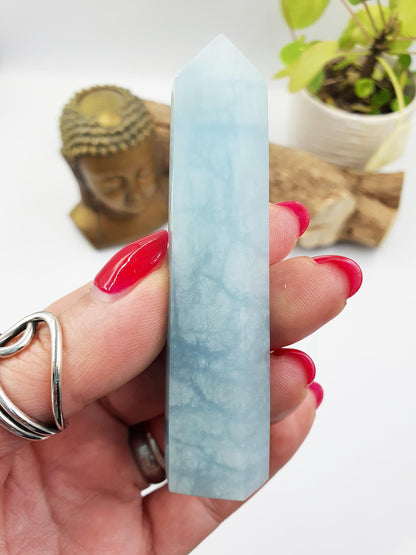 Aquamarine Tower - Calming & Communication Throat Chakra Healing Crystal Point - 55g