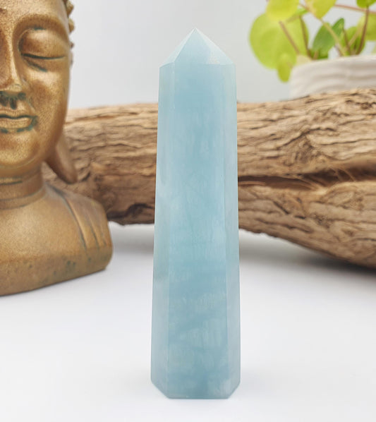 Aquamarine Tower - Calming & Communication Throat Chakra Healing Crystal Point - 55g