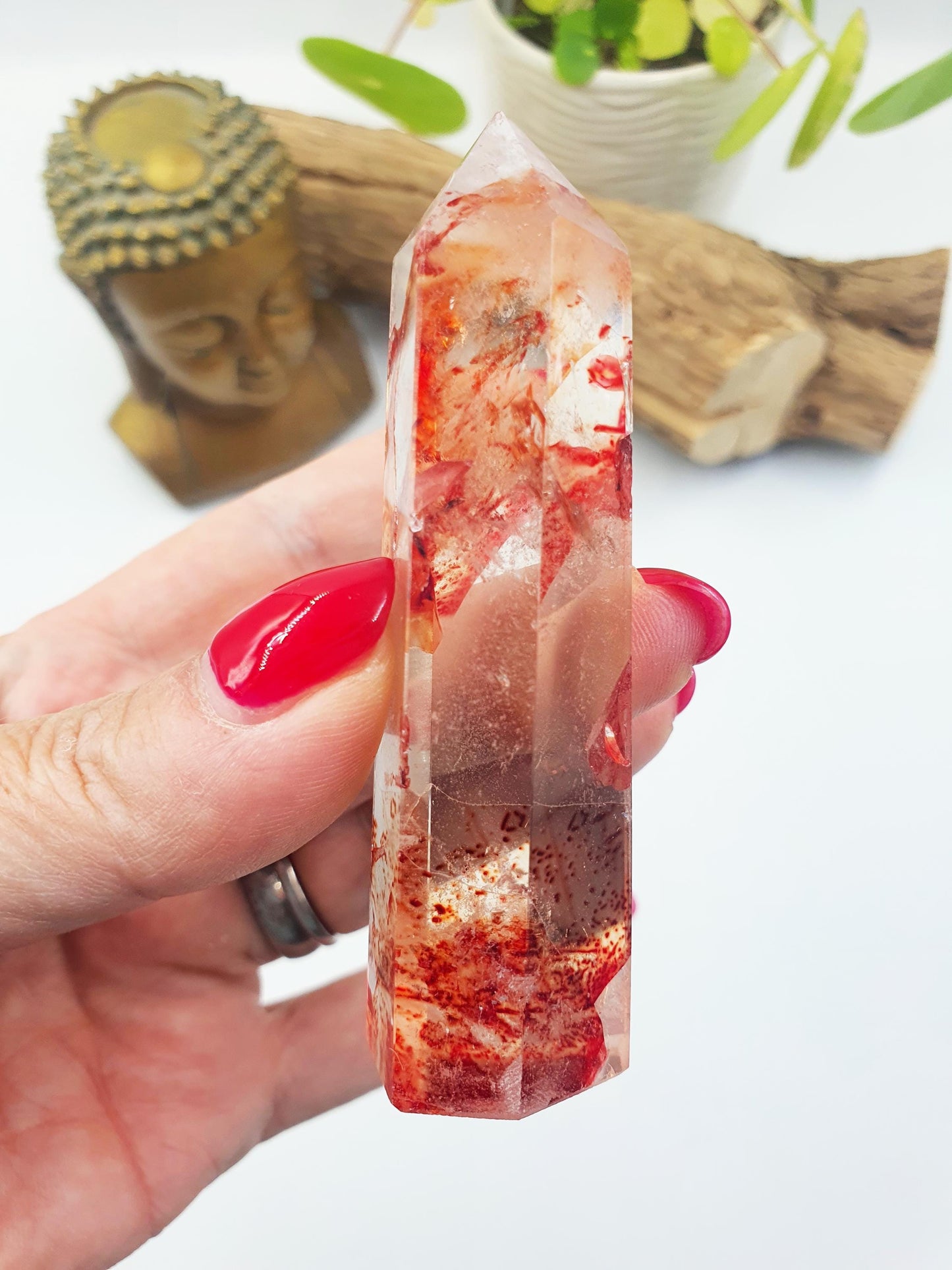Madagascan Fire Quartz (Hematoid) Tower - Grounding & Vitality Crystal Point, 70g