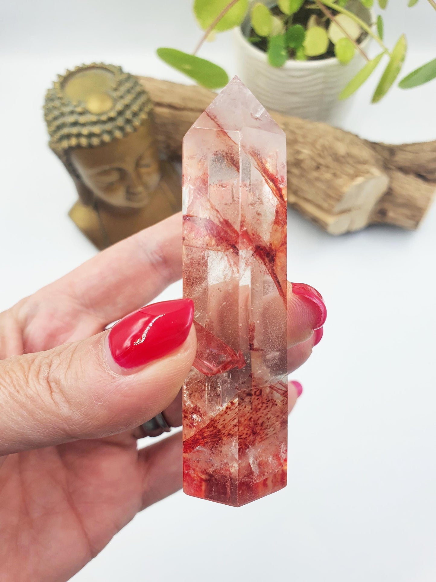 Madagascan Fire Quartz (Hematoid) Tower - Grounding & Vitality Crystal Point, 70g