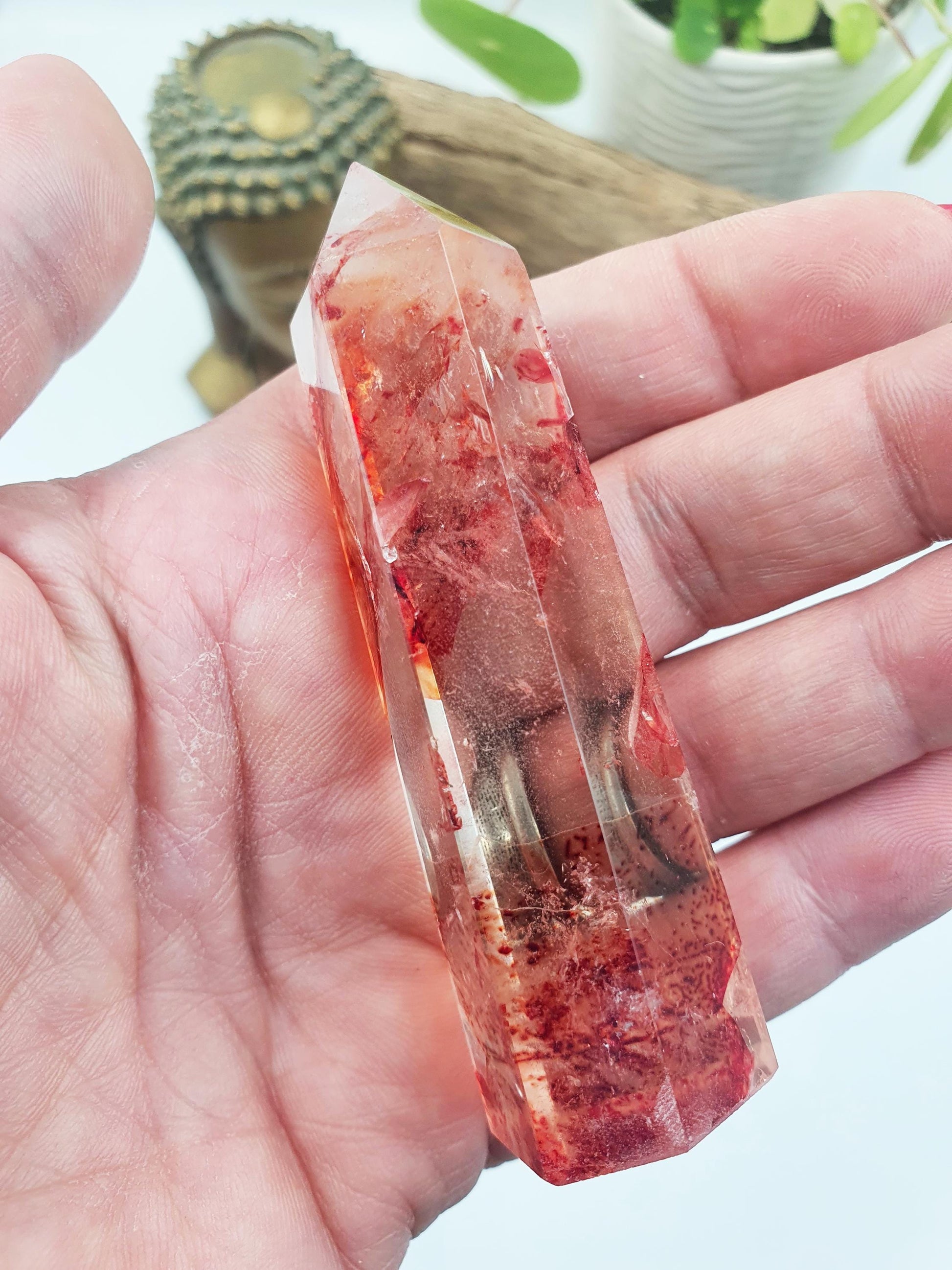 Madagascan Fire Quartz (Hematoid) Tower - Grounding & Vitality Crystal Point, 70g