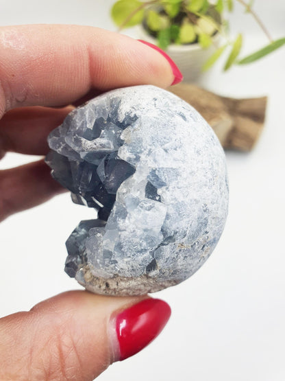 Raw Celestite Geode Specimen - Calming & Angelic Energy Healing Crystal, 190g