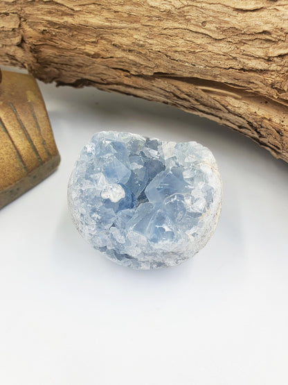 Raw Celestite Geode Specimen - Calming & Angelic Energy Healing Crystal, 190g