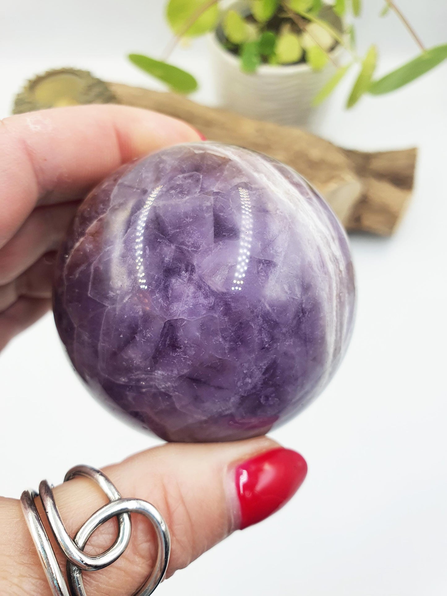 Amethyst Agate Sphere - Calming & Protective Healing Crystal Ball, 59mm