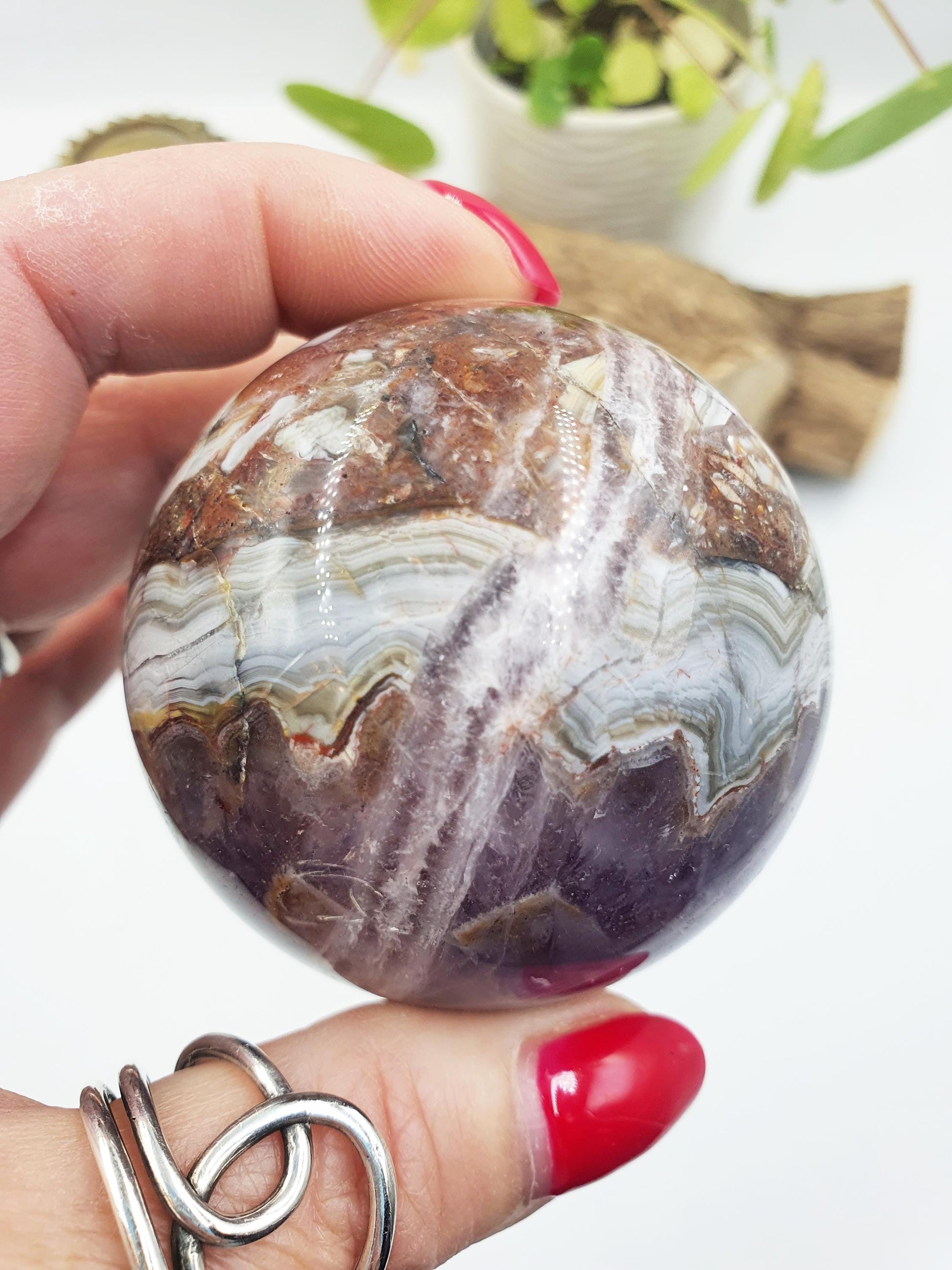 Amethyst Agate Sphere - Calming & Protective Healing Crystal Ball, 59mm