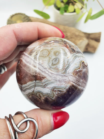 Amethyst Agate Sphere - Calming & Protective Healing Crystal Ball, 59mm