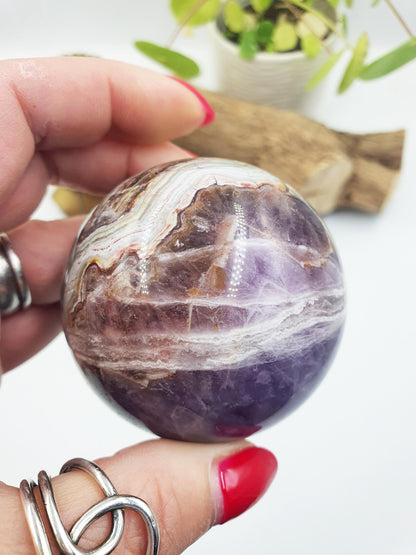 Amethyst Agate Sphere - Calming & Protective Healing Crystal Ball, 59mm