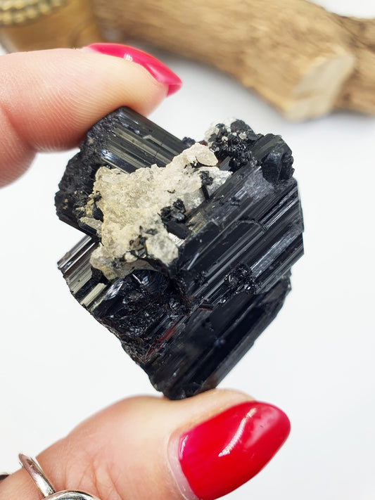 Flashy Raw Zambian Black Tourmaline Specimen - Natural Protection and Grounding Crystal - 65g