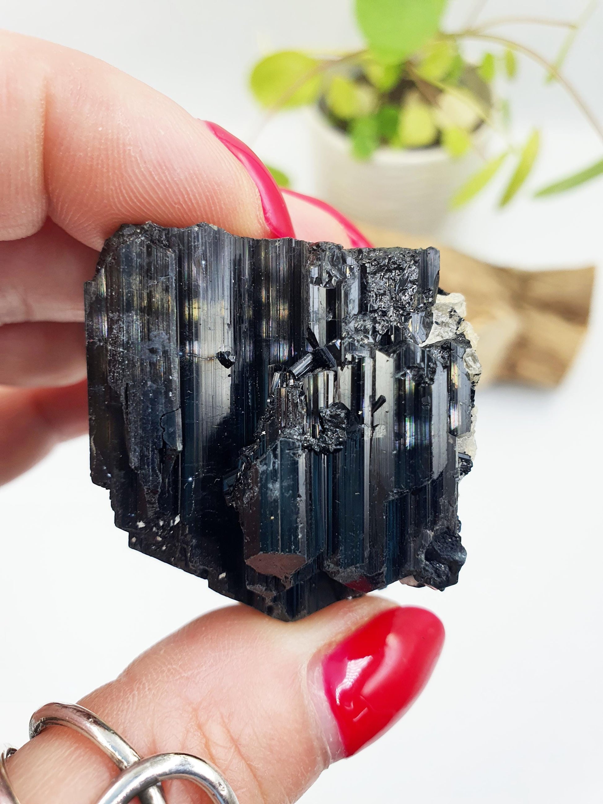 Flashy Raw Zambian Black Tourmaline Specimen - Natural Protection and Grounding Crystal - 65g
