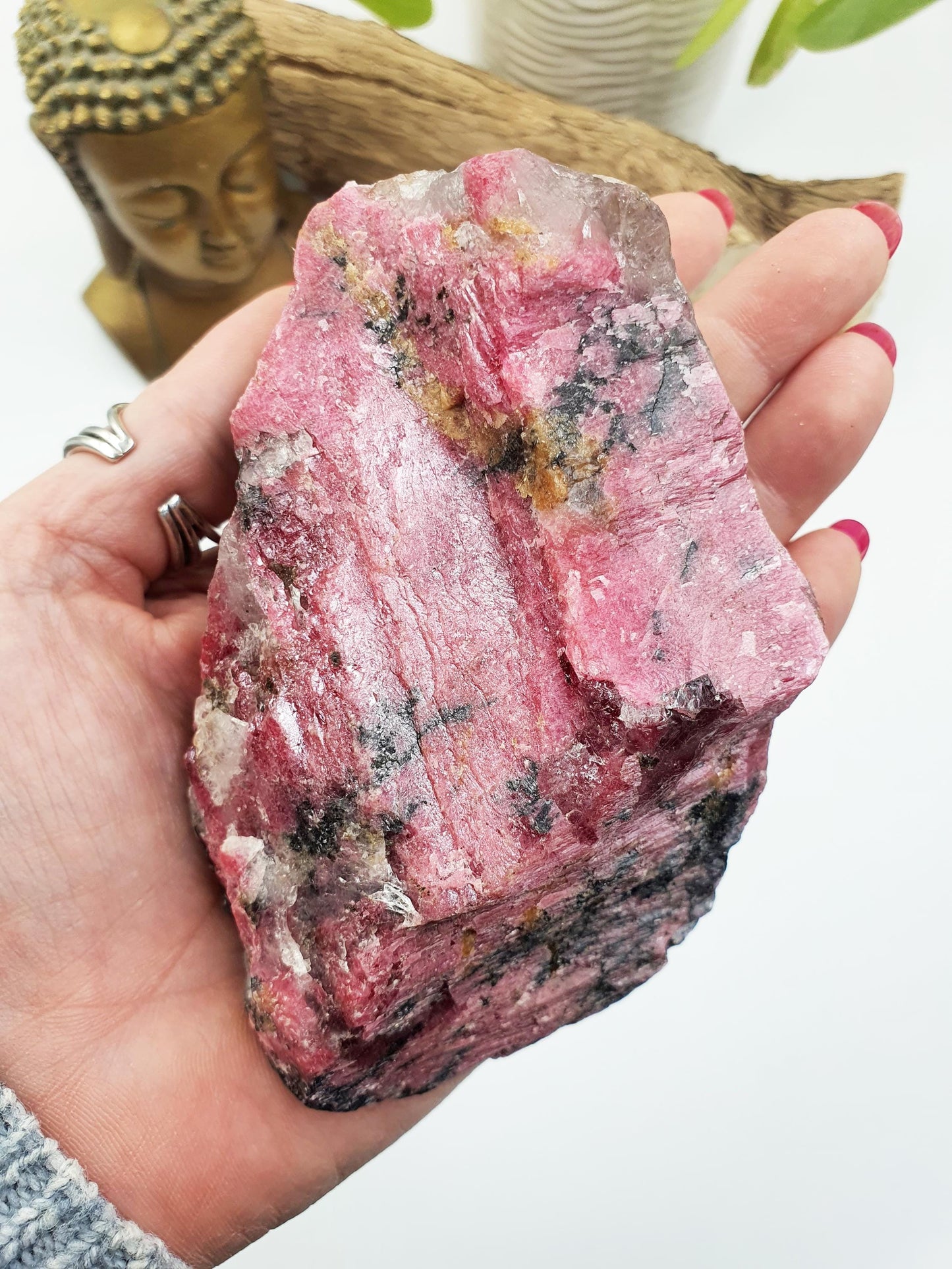Large Raw Red Rhodonite Specimen - Emotional Healing & Compassion Crystal Chunk, 590g