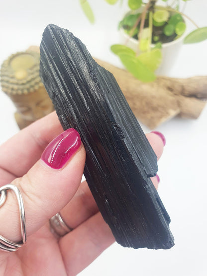 Flashy Raw Black Tourmaline Specimen - Natural Protection and Grounding Crystal - 135g