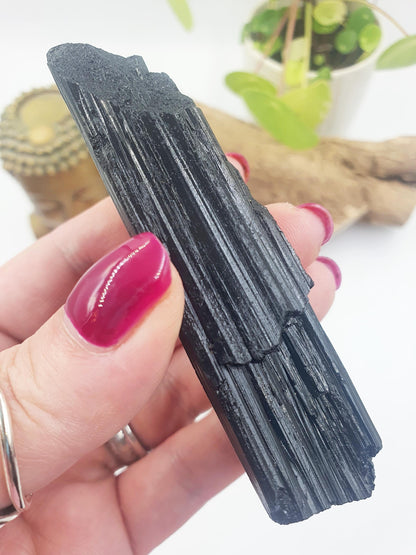 Flashy Raw Black Tourmaline Specimen - Natural Protection and Grounding Crystal - 135g