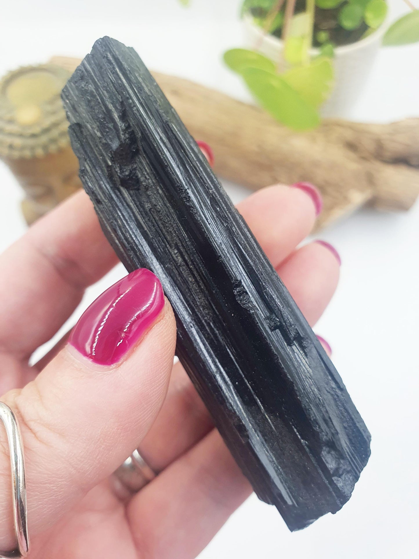 Flashy Raw Black Tourmaline Specimen - Natural Protection and Grounding Crystal - 135g