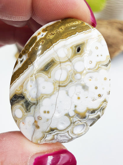 Orbicular Ocean Jasper Palm - Joy & Renewal Healing Crystal, 30g