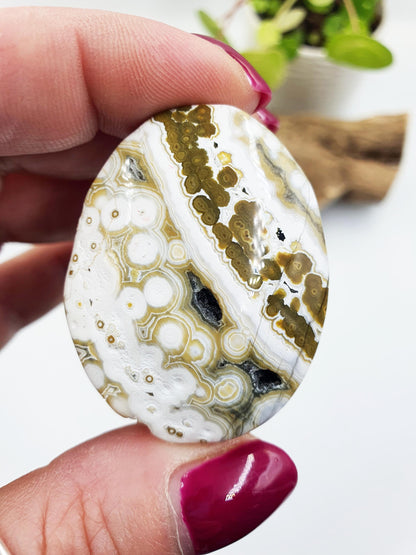 Orbicular Ocean Jasper Palm - Joy & Renewal Healing Crystal, 30g