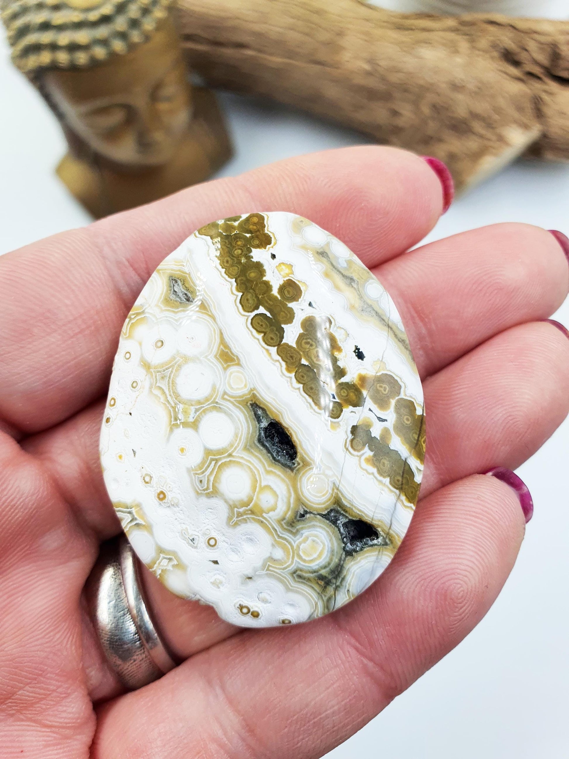 Orbicular Ocean Jasper Palm - Joy & Renewal Healing Crystal, 30g