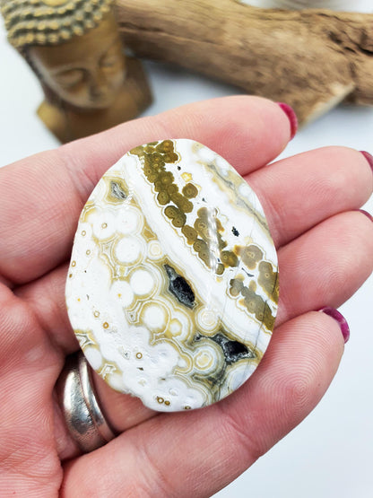 Orbicular Ocean Jasper Palm - Joy & Renewal Healing Crystal, 30g