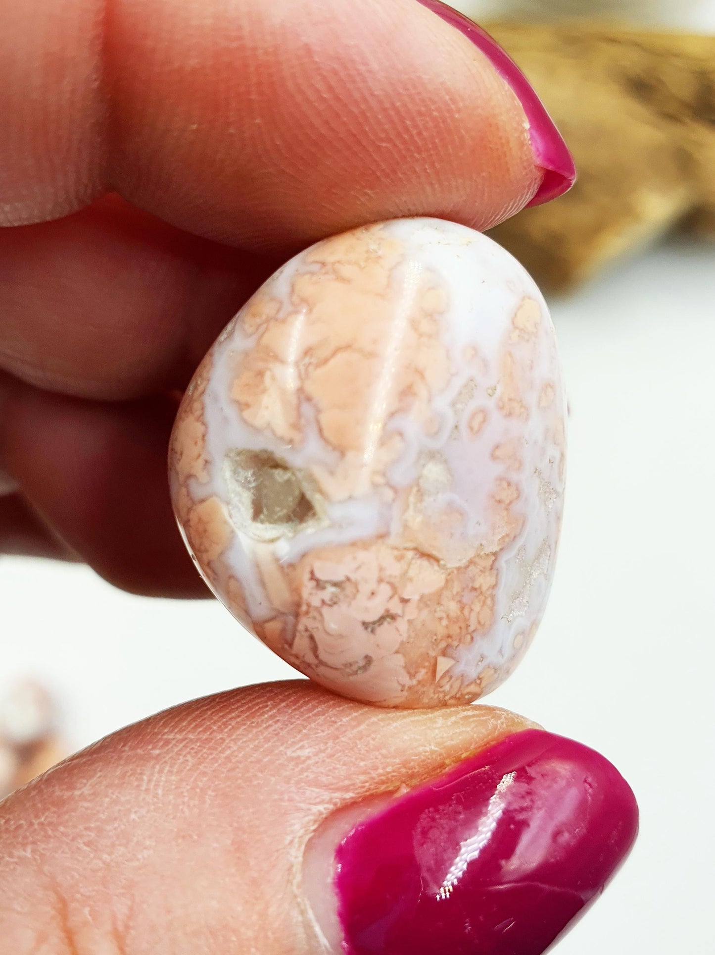 Pink Agate Tumble Stone – Love, Calm & Emotional Balance Healing Crystal, 2-3cm