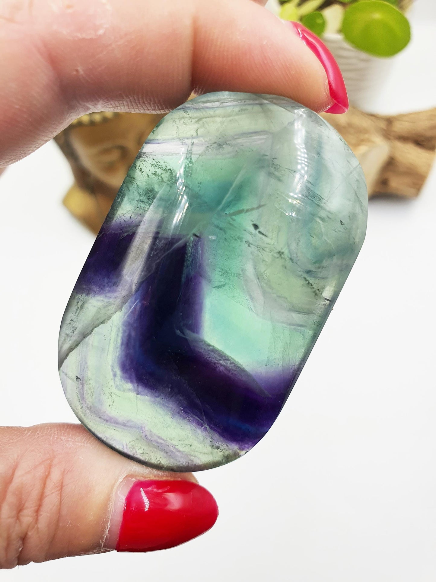 Fluorite Palm Stone - Focus and Clarity Healing Crystal - 110g