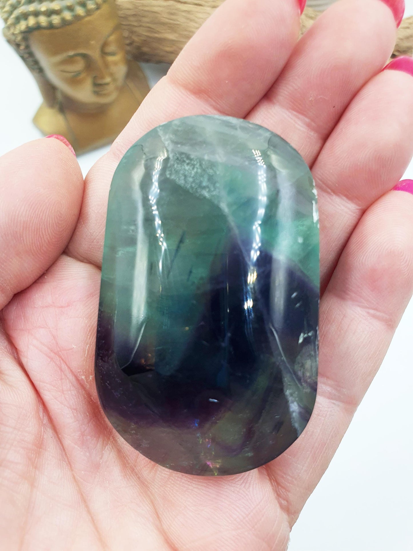 Fluorite Palm Stone - Focus and Clarity Healing Crystal - 110g