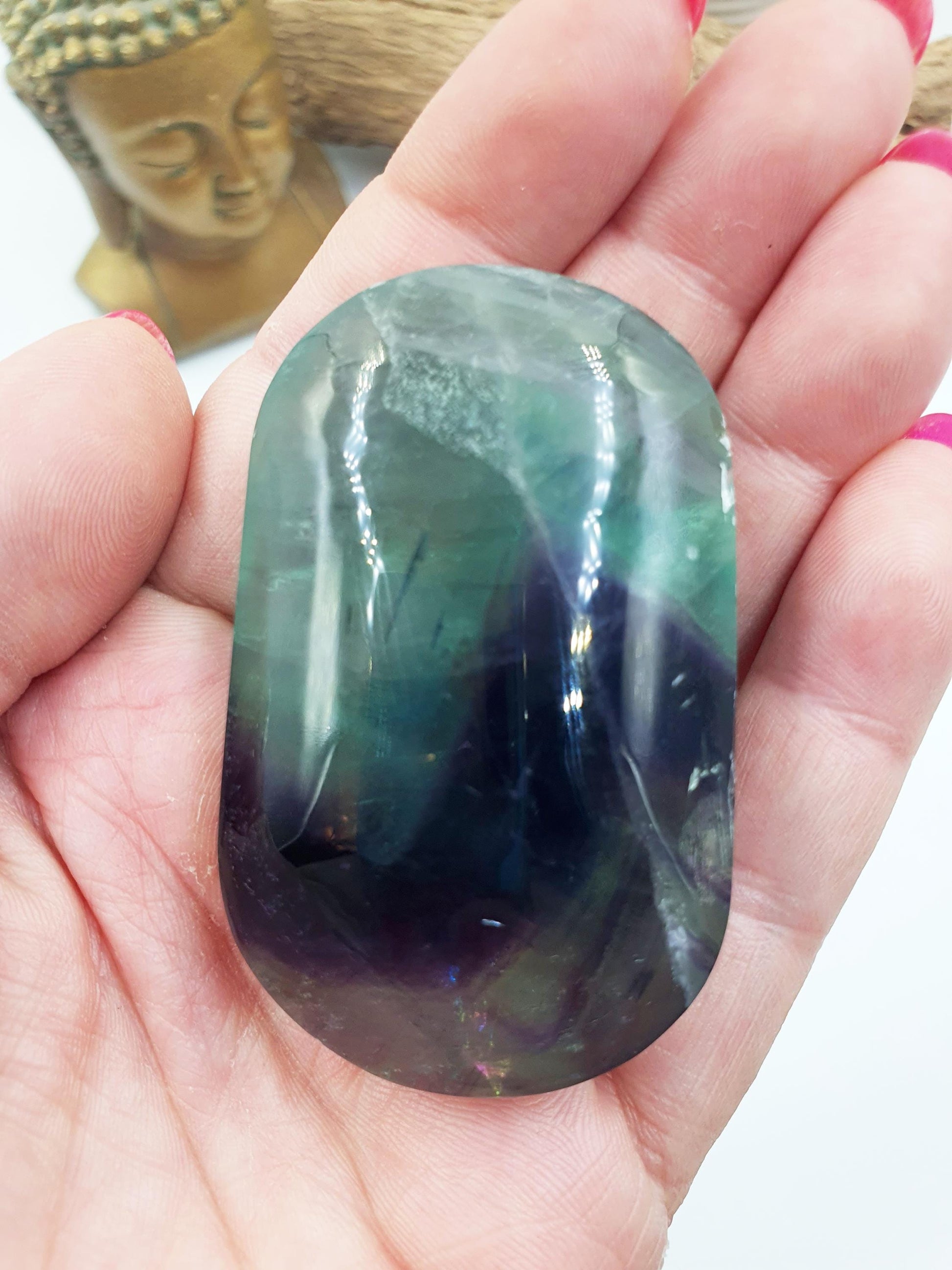 Fluorite Palm Stone - Focus and Clarity Healing Crystal - 110g