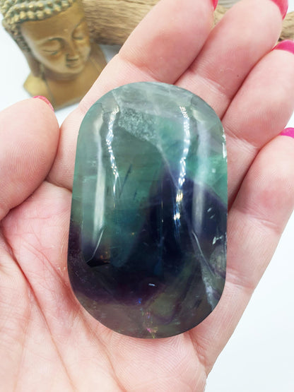 Fluorite Palm Stone - Focus and Clarity Healing Crystal - 110g