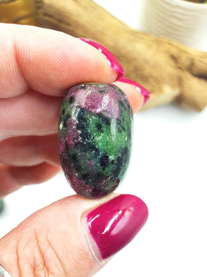Ruby in Zoisite Tumble Stone - Heart Chakra & Vitality Healing Crystal, 2-3cm