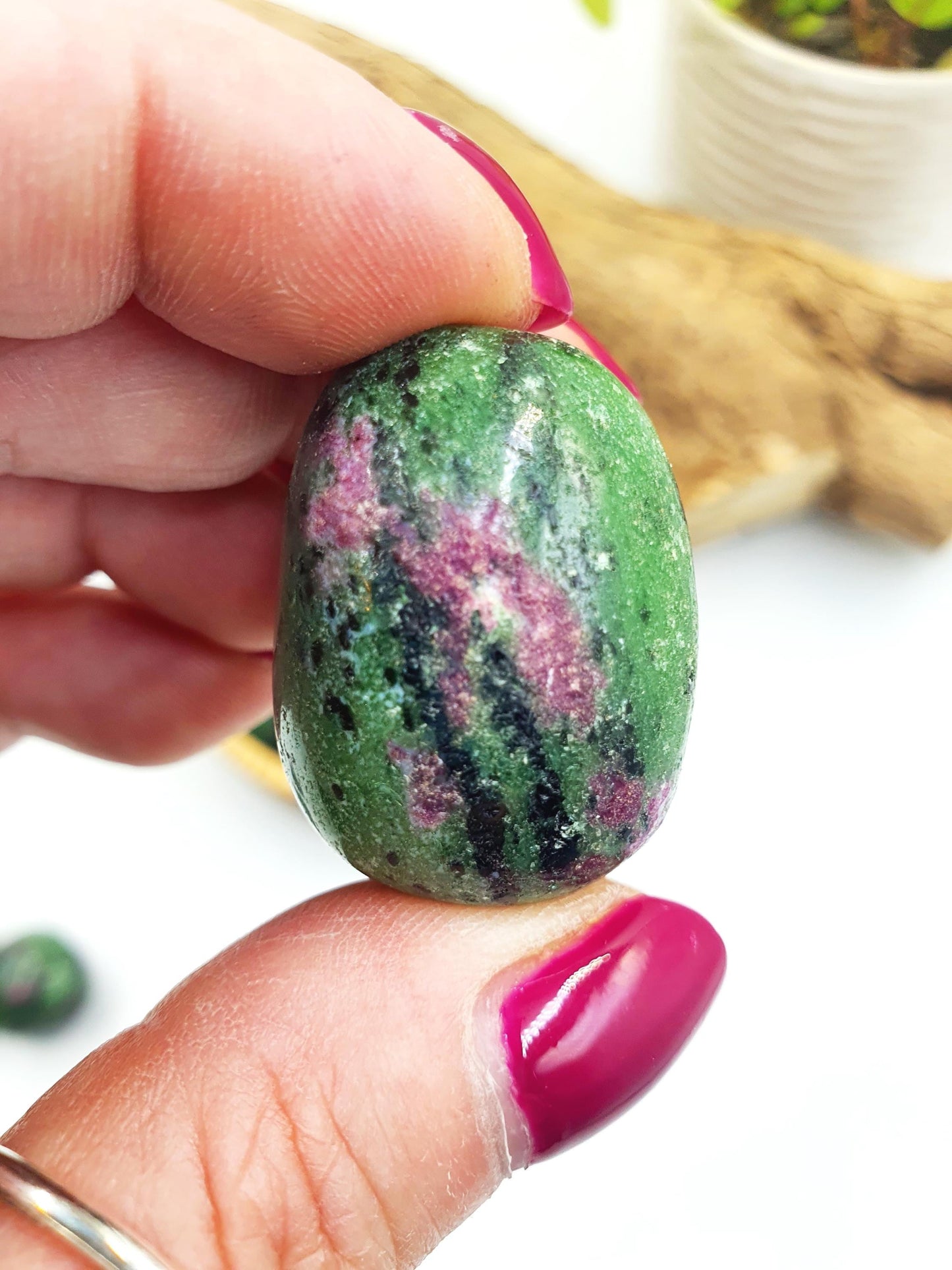 Ruby in Zoisite Tumble Stone - Heart Chakra & Vitality Healing Crystal, 2-3cm