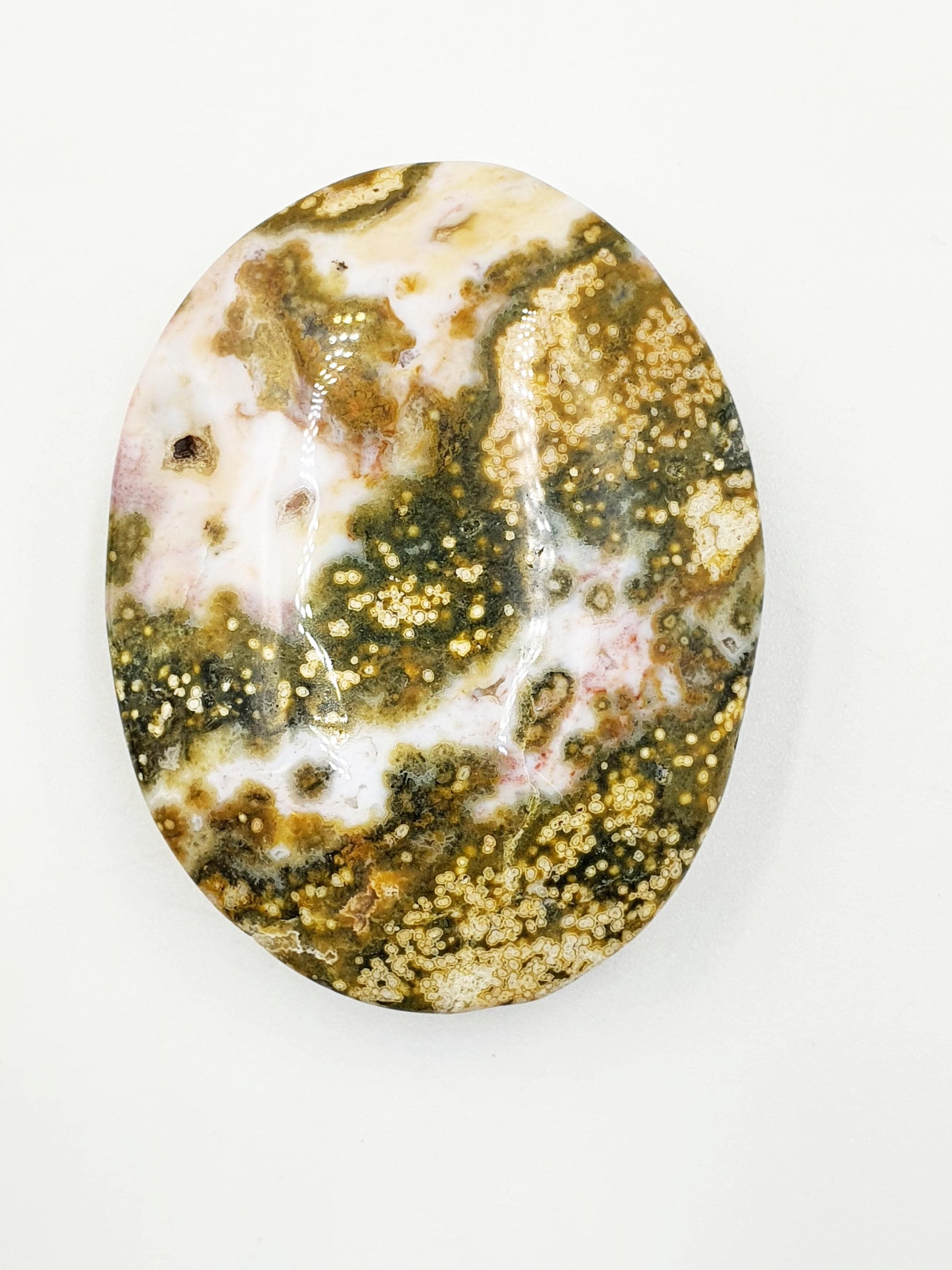 Orbicular Ocean Jasper Palm - Joy & Renewal Healing Crystal - 80g