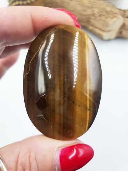 High Grade Yellow Tigers Eye Palm Stone - Protection & Courage Crystal - 75g