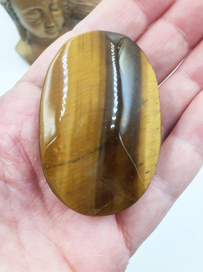 High Grade Yellow Tigers Eye Palm Stone - Protection & Courage Crystal - 75g