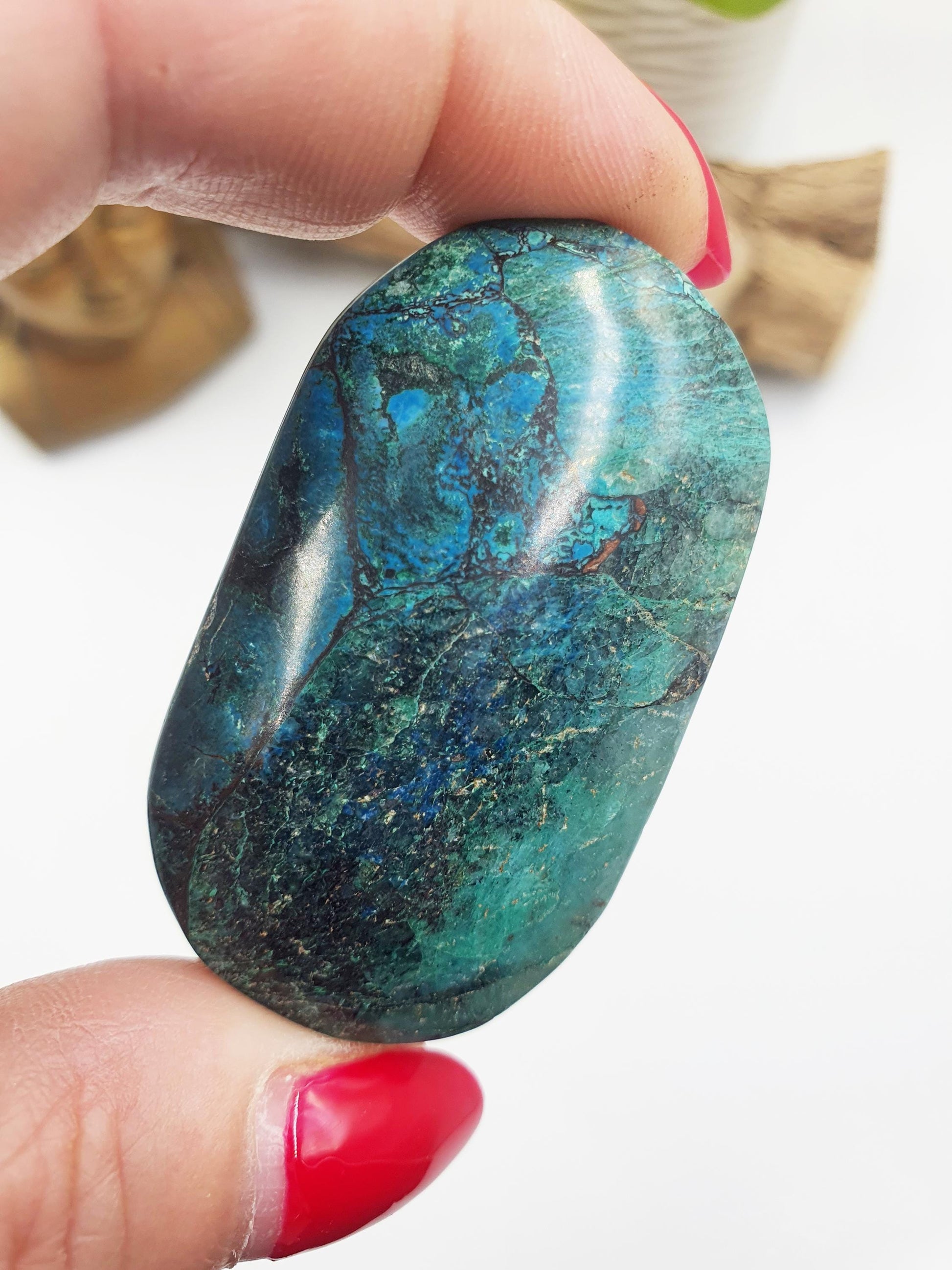 Phoenix Turquoise Palm Stone: Reiki and Meditation Crystal, 50g