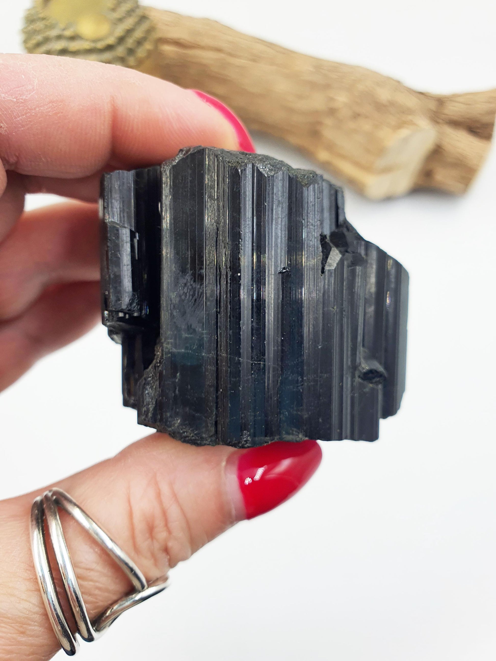 Flashy Raw Zambian Black Tourmaline Specimen - Natural Protection and Grounding Crystal - 190g
