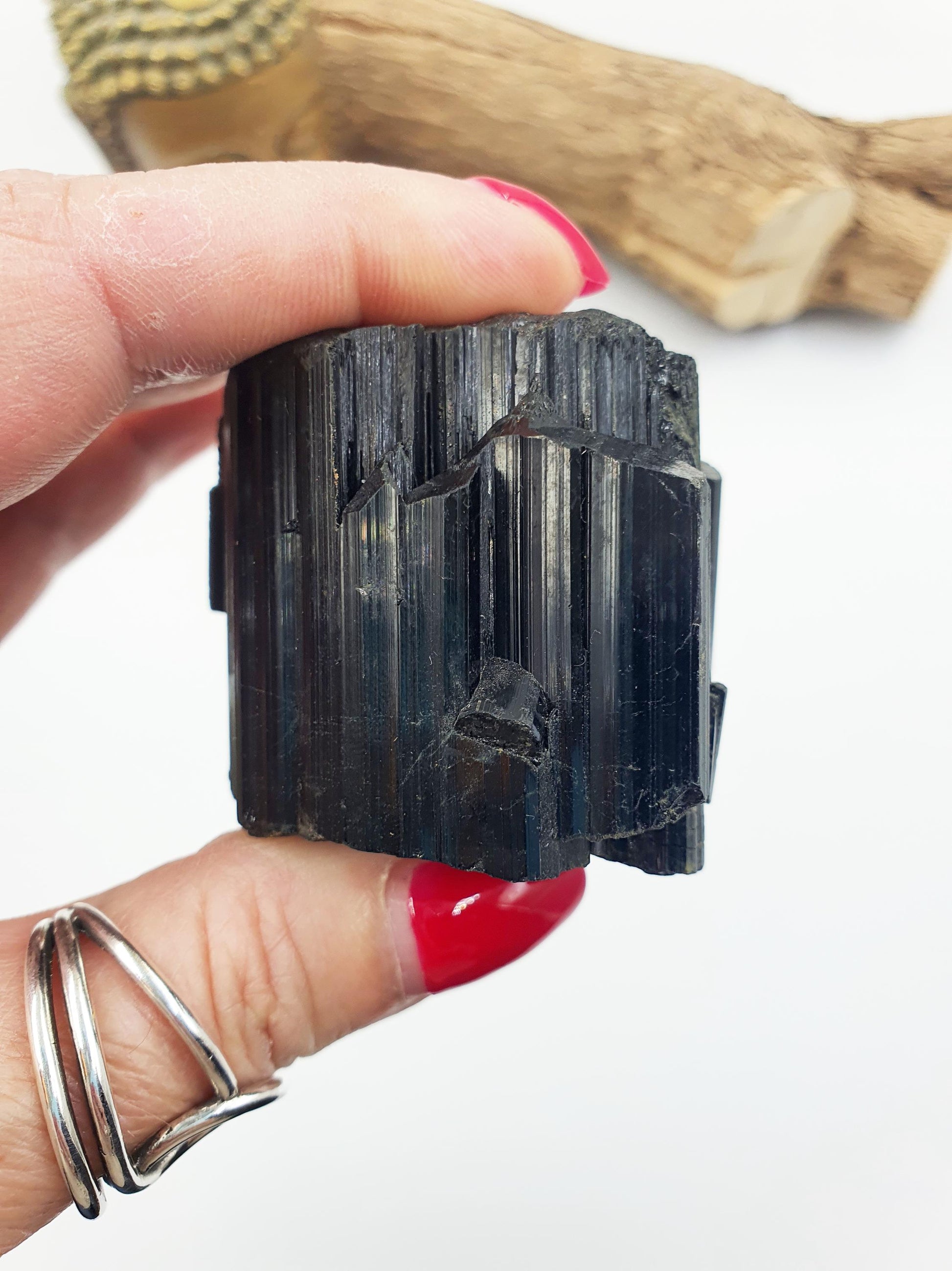 Flashy Raw Zambian Black Tourmaline Specimen - Natural Protection and Grounding Crystal - 190g
