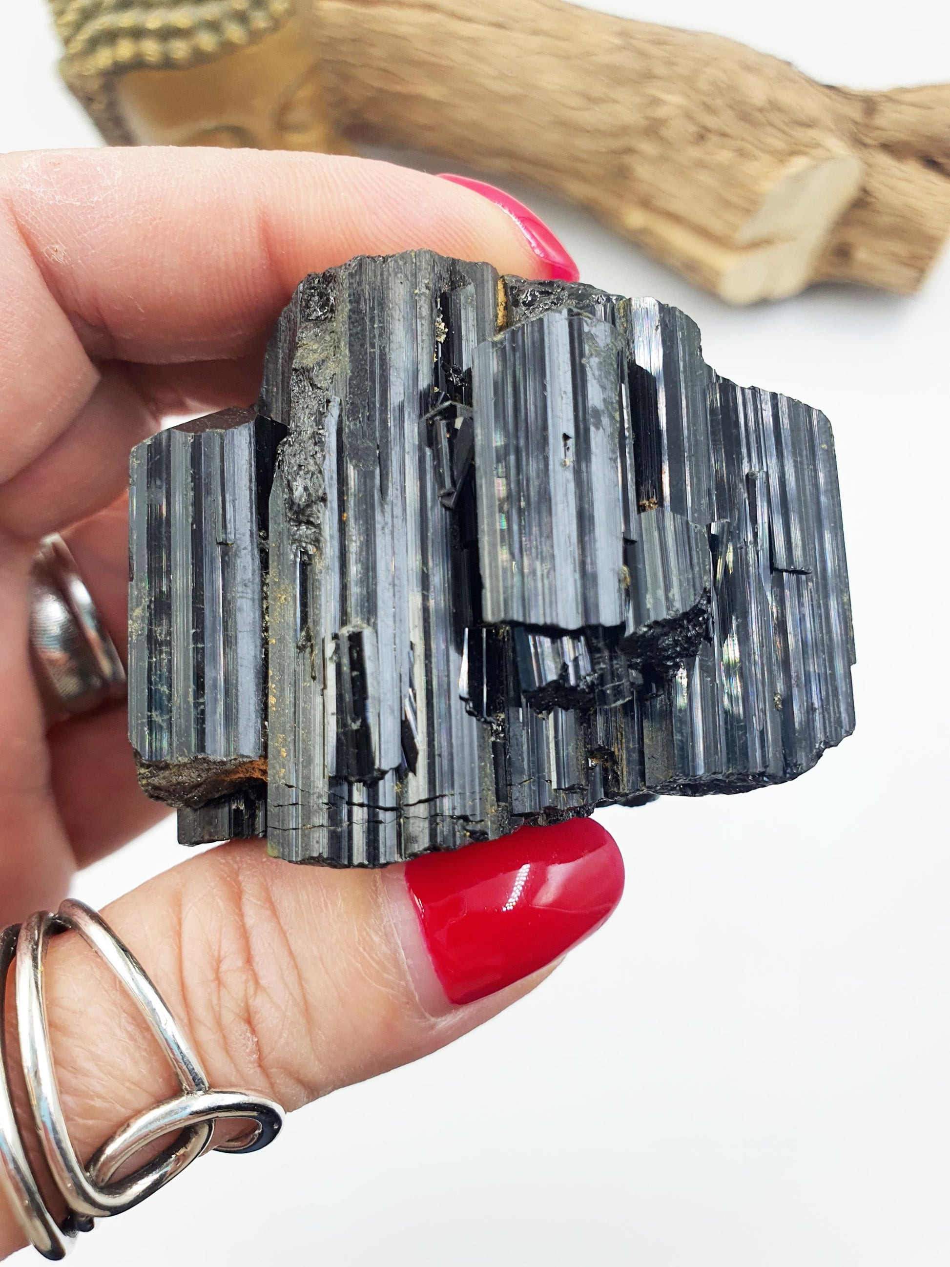Flashy Raw Zambian Black Tourmaline Specimen - Natural Protection and Grounding Crystal - 190g