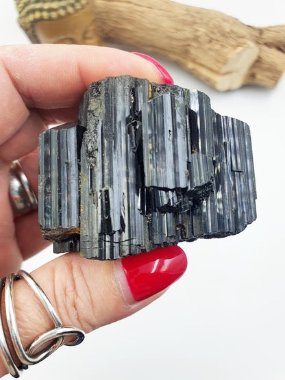 Flashy Raw Zambian Black Tourmaline Specimen - Natural Protection and Grounding Crystal - 190g