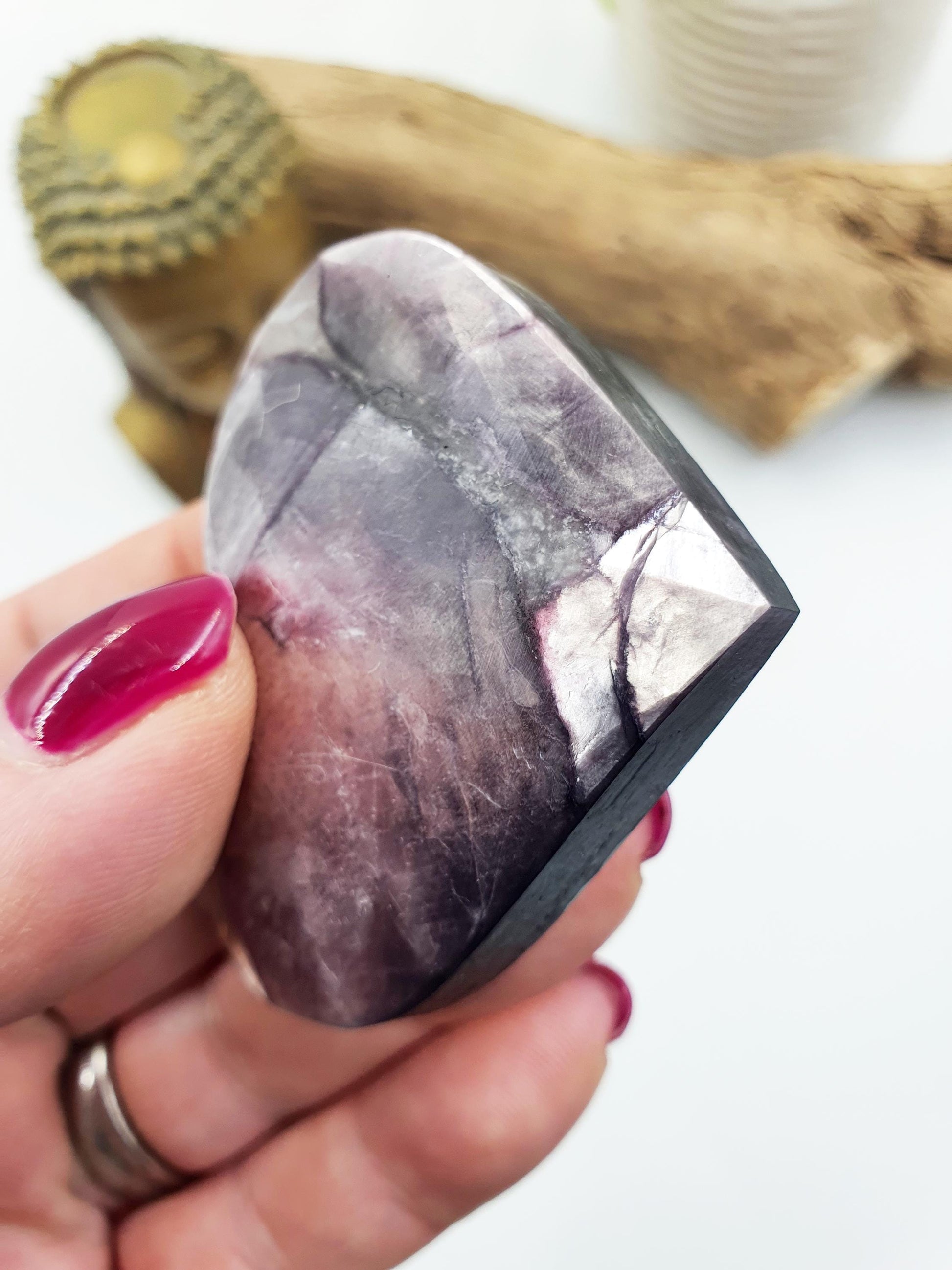 Flashy Purple Mica Crystal Heart - Intuition, Calm & Emotional Balance Crystal Carving - 60g