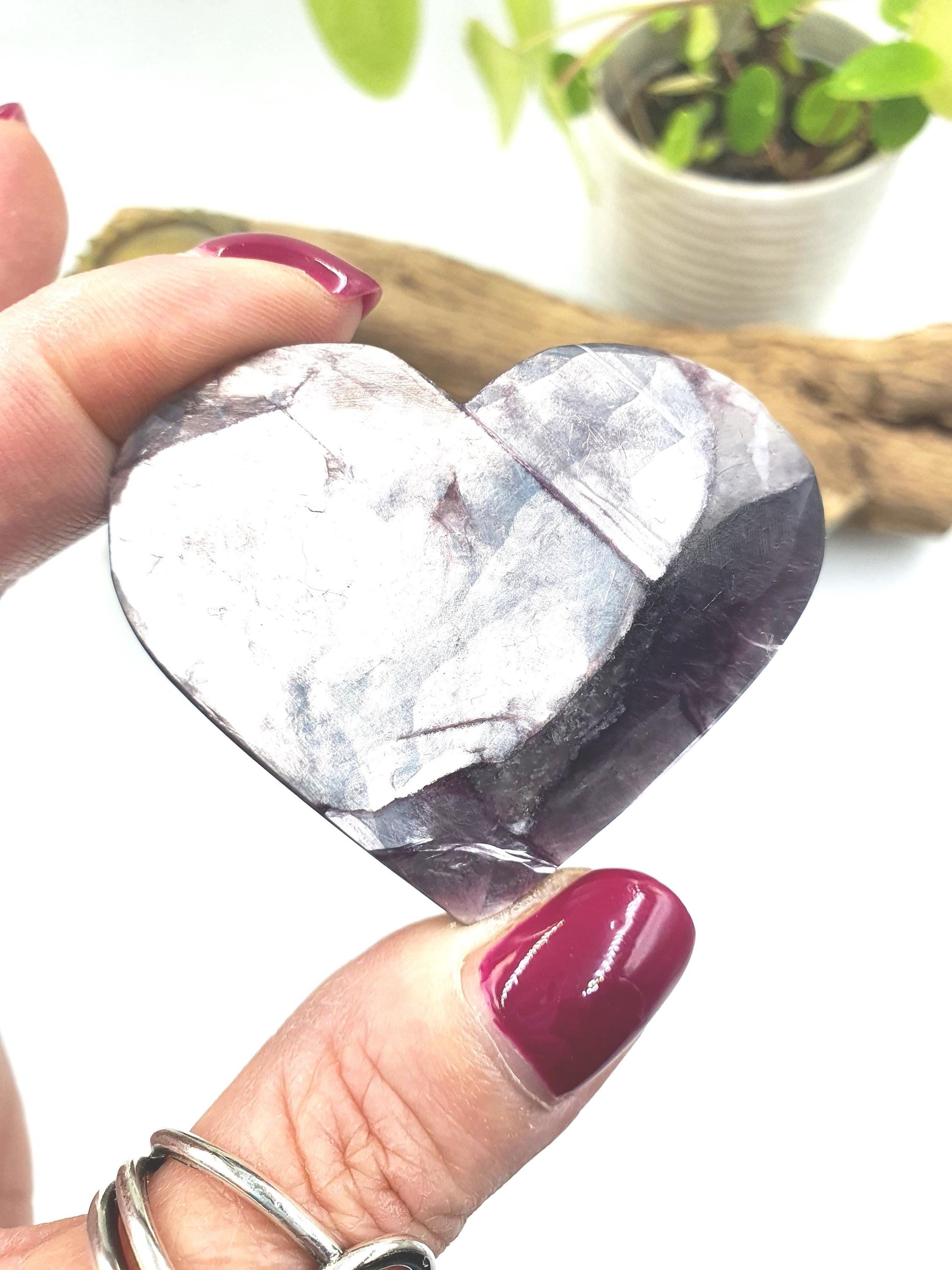 Flashy Purple Mica Crystal Heart - Intuition, Calm & Emotional Balance Crystal Carving - 60g