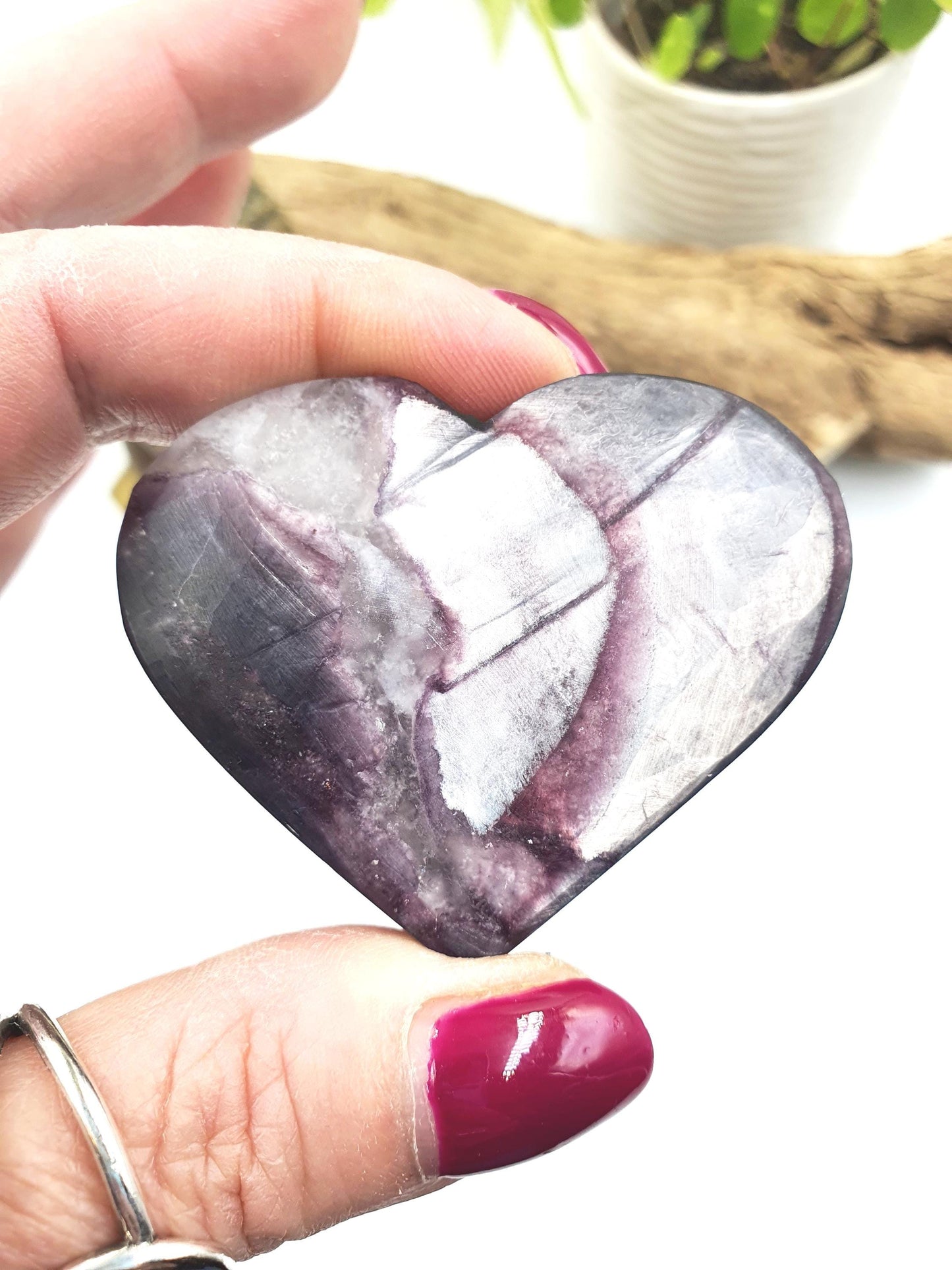 Flashy Purple Mica Crystal Heart - Intuition, Calm & Emotional Balance Crystal Carving - 60g