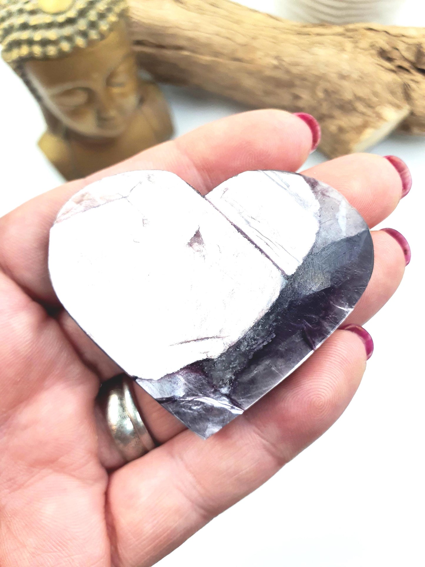 Flashy Purple Mica Crystal Heart - Intuition, Calm & Emotional Balance Crystal Carving - 60g