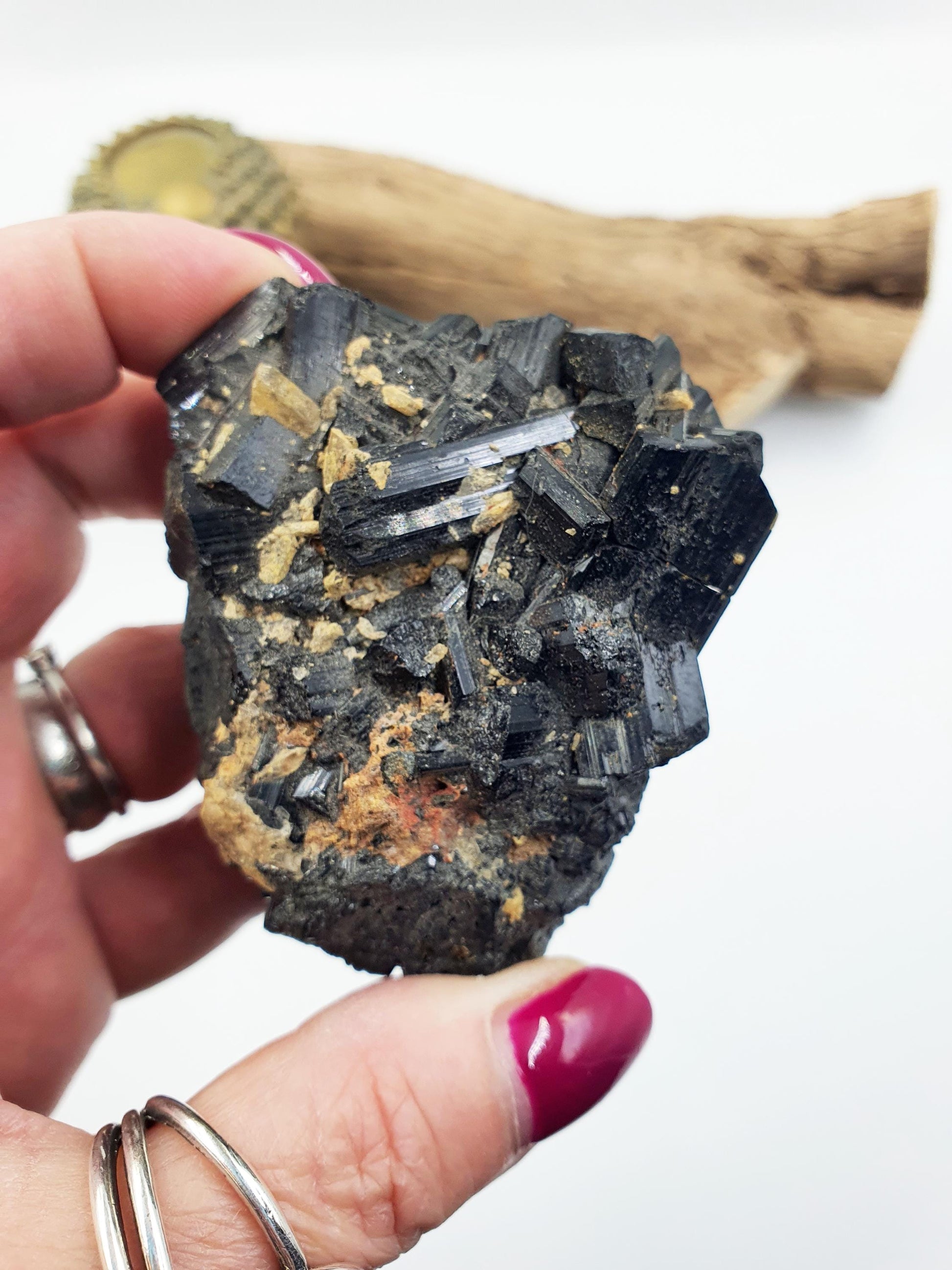 Flashy Raw Zambian Black Tourmaline Specimen - Natural Protection and Grounding Crystal - 165g