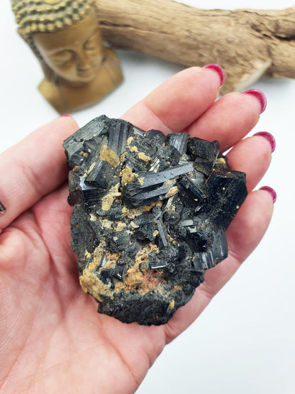 Flashy Raw Zambian Black Tourmaline Specimen - Natural Protection and Grounding Crystal - 165g