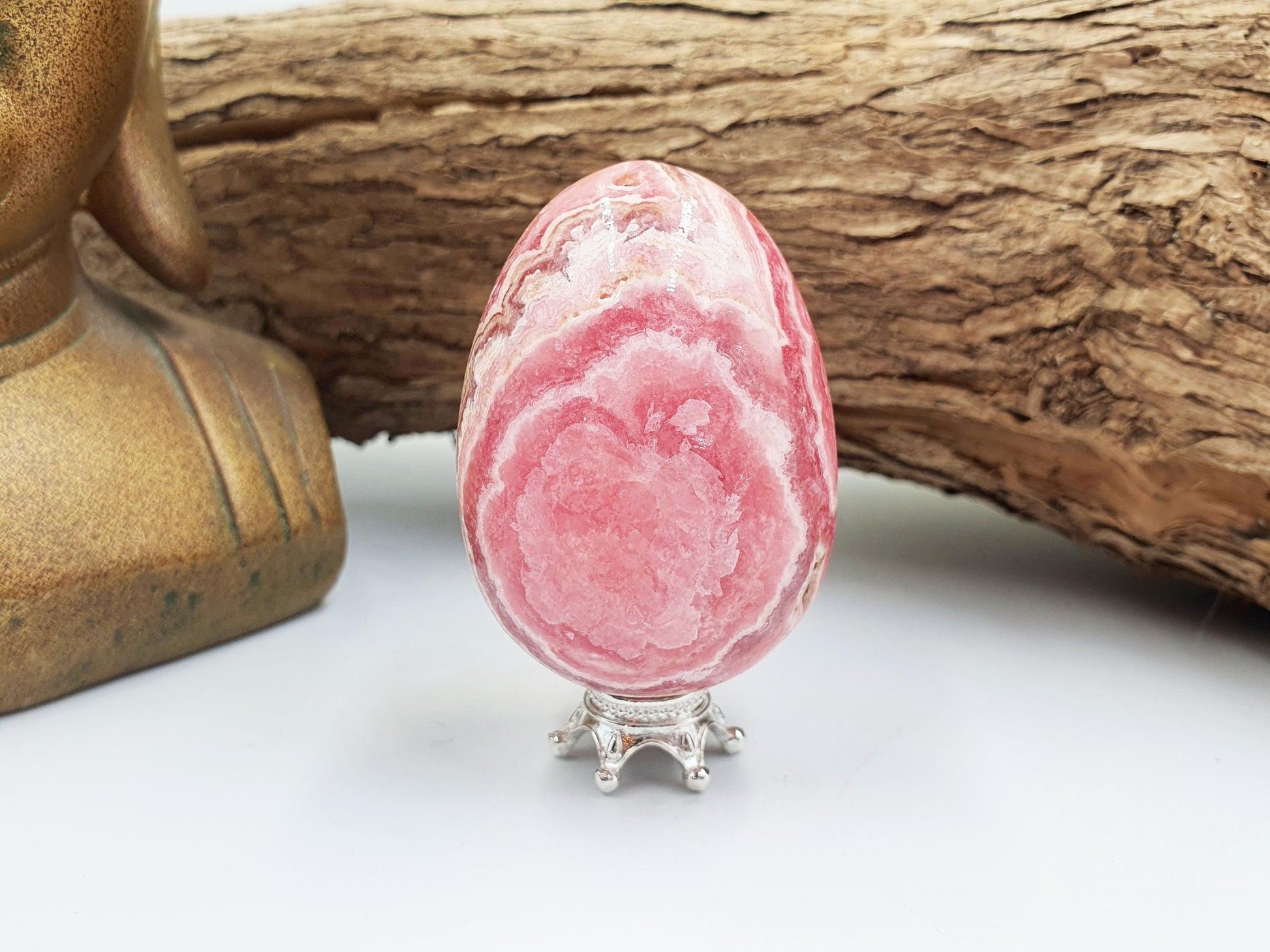 High Grade Rhodochrosite Crystal Egg - Love & Emotional Healing Heart Chakra Crystal Carving - 115g