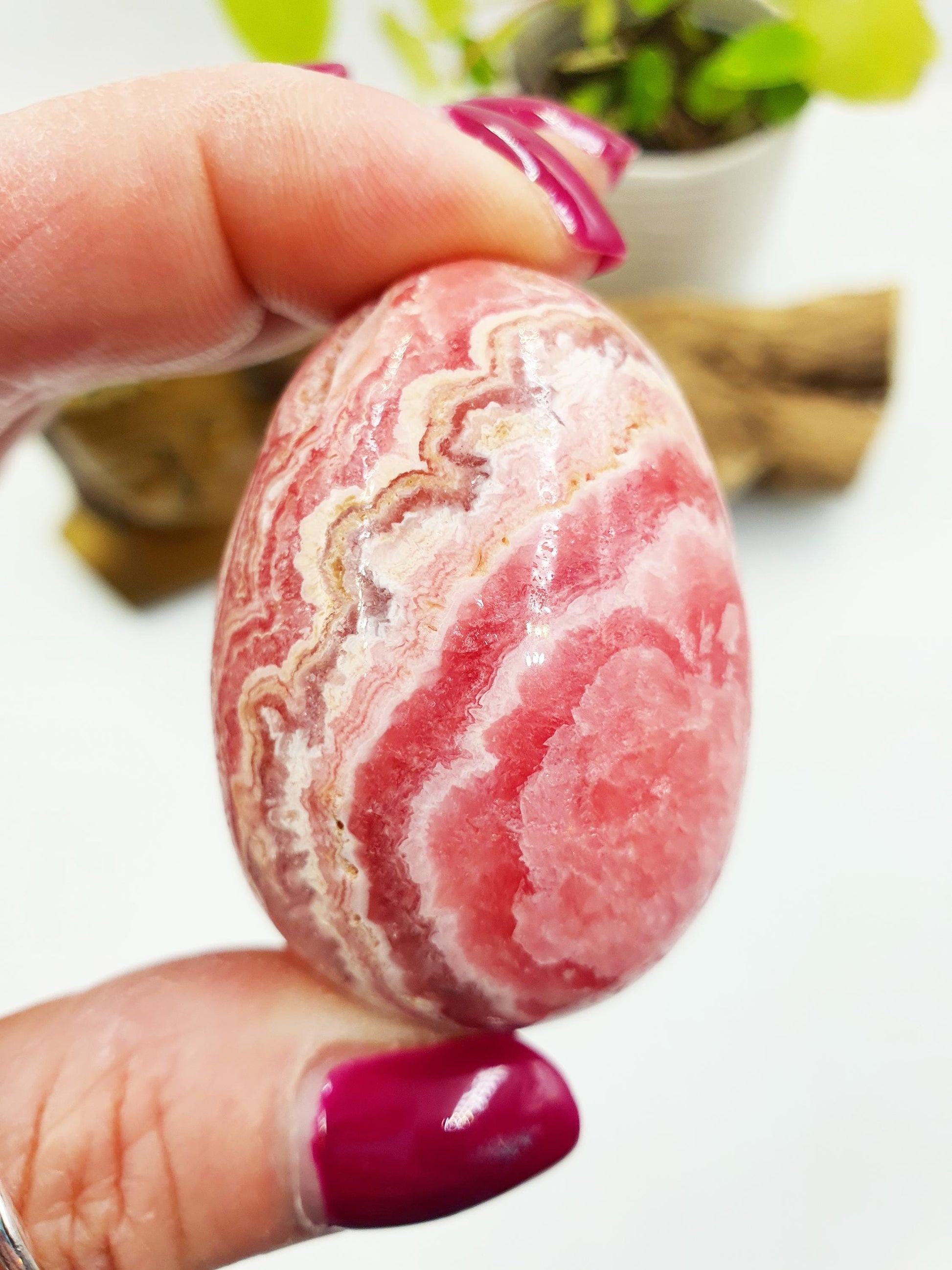 High Grade Rhodochrosite Crystal Egg - Love & Emotional Healing Heart Chakra Crystal Carving - 115g
