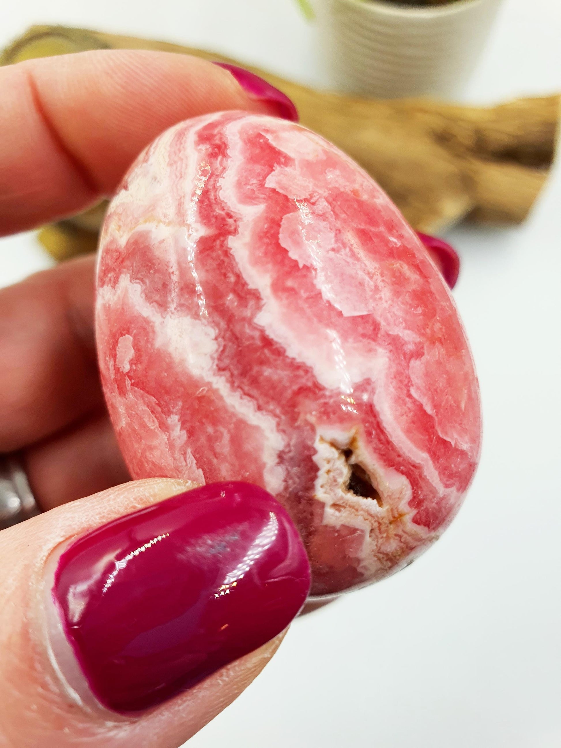 High Grade Rhodochrosite Crystal Egg - Love & Emotional Healing Heart Chakra Crystal Carving - 115g