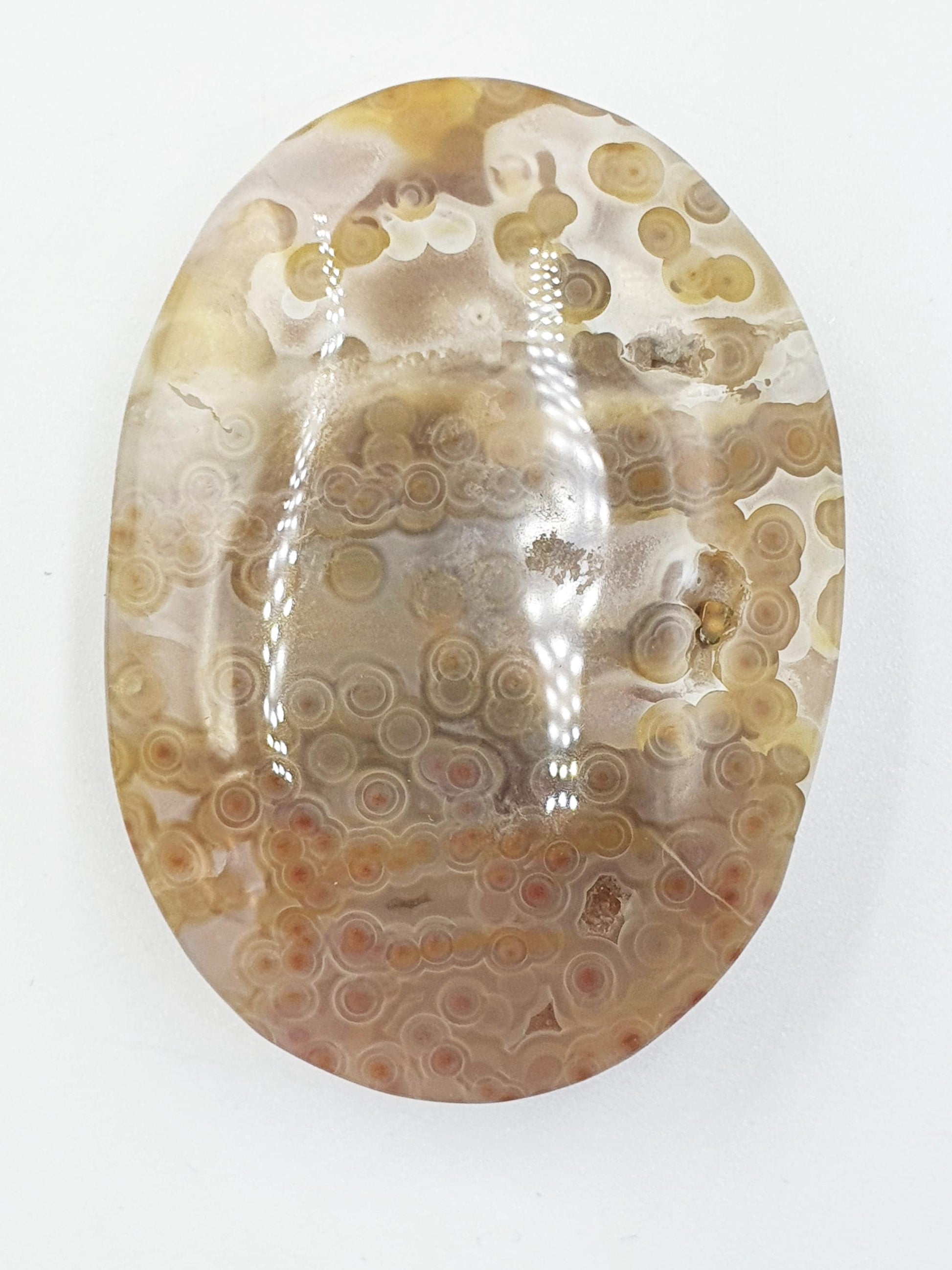 Unique Orbicular Ocean Jasper Palm - Joy & Renewal Healing Crystal - 55g