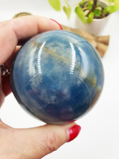 Large Blue Onyx Sphere - Calming & Strength Healing Crystal Ball, 74mm